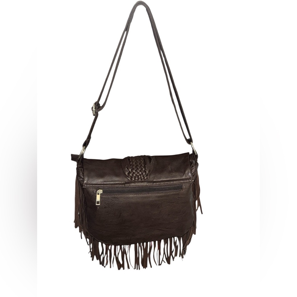 BOHO GYPSY BAG WITH BRAID & FRINGE DETAIL Gently used once - Picture 3 of 8